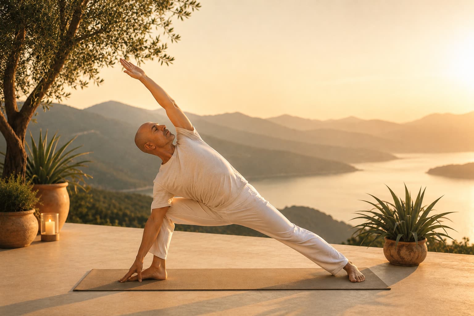 Práctica de yoga en un entorno natural para mejorar la fuerza, la flexibilidad y el equilibrio.